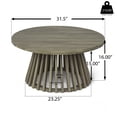 thumbnail image 6 of Christopher Knight Home 31.5" Outdoor Round Coffee Table, Acacia Wood Patio Table with Slatted Base, Gray, 6 of 9
