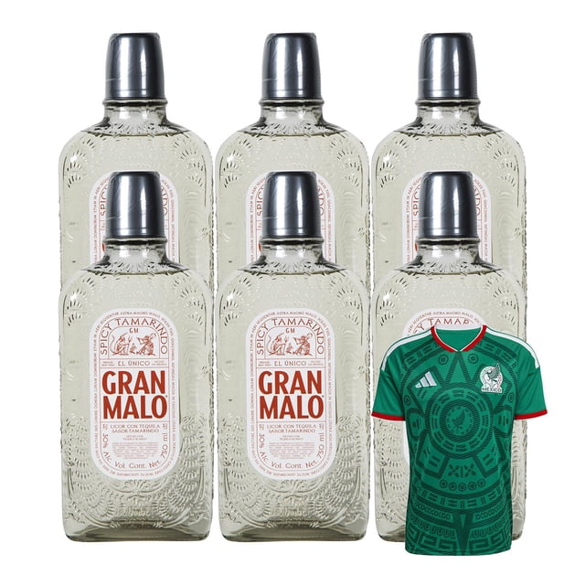 6 Licor de Tequila Gran Malo Tamarindo 750 ml + Jersey Verde
