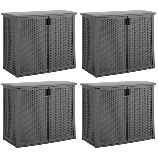 Suncast Coffre de Rangement Extérieur pour Terrasse avec Tablette Ajustable, (Lot de 4)
