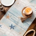 thumbnail image 3 of Navy Blue Coastal Table Runner 72 Inches, Shell Starfish Coral Vintage Summer Beach Bed Runner Dresser Scarves Tabletop for Indoor Outdoor Parties/Ceremony/Banquet, 14" x 72", 3 of 9
