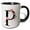 Black/White, variant on 3drose, Pretty Pink Magnolia Flower Monogram Initial P, 11oz Two-tone Black Mug