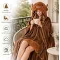 thumbnail image 6 of Halloween Wearable Blanket Cute Flannel Hoodie Shawl | Cartoon Animal Cozy Sofa Nap Wrap for Women 150x130cm Soft Oversized Loungewear Blanket with Hood Snap Button Closure(lxf), 6 of 6