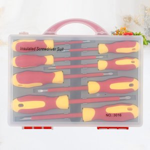 OUNONA 1Set Kit de pilote à vis en acier inoxydable chromé Ensemble de tournevis isolant pour les réparations avec des couleurs assorties