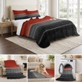 thumbnail image 4 of Queen Quilt Set 90''x96'', Red Gray Black Lightweight Bedspread Coverlet Set with 2 Pillow Shams, Vintage Country Gradient Wooden Grain Breathable All Season Quilt Bedding for Bedroom/Guest Room, 4 of 7