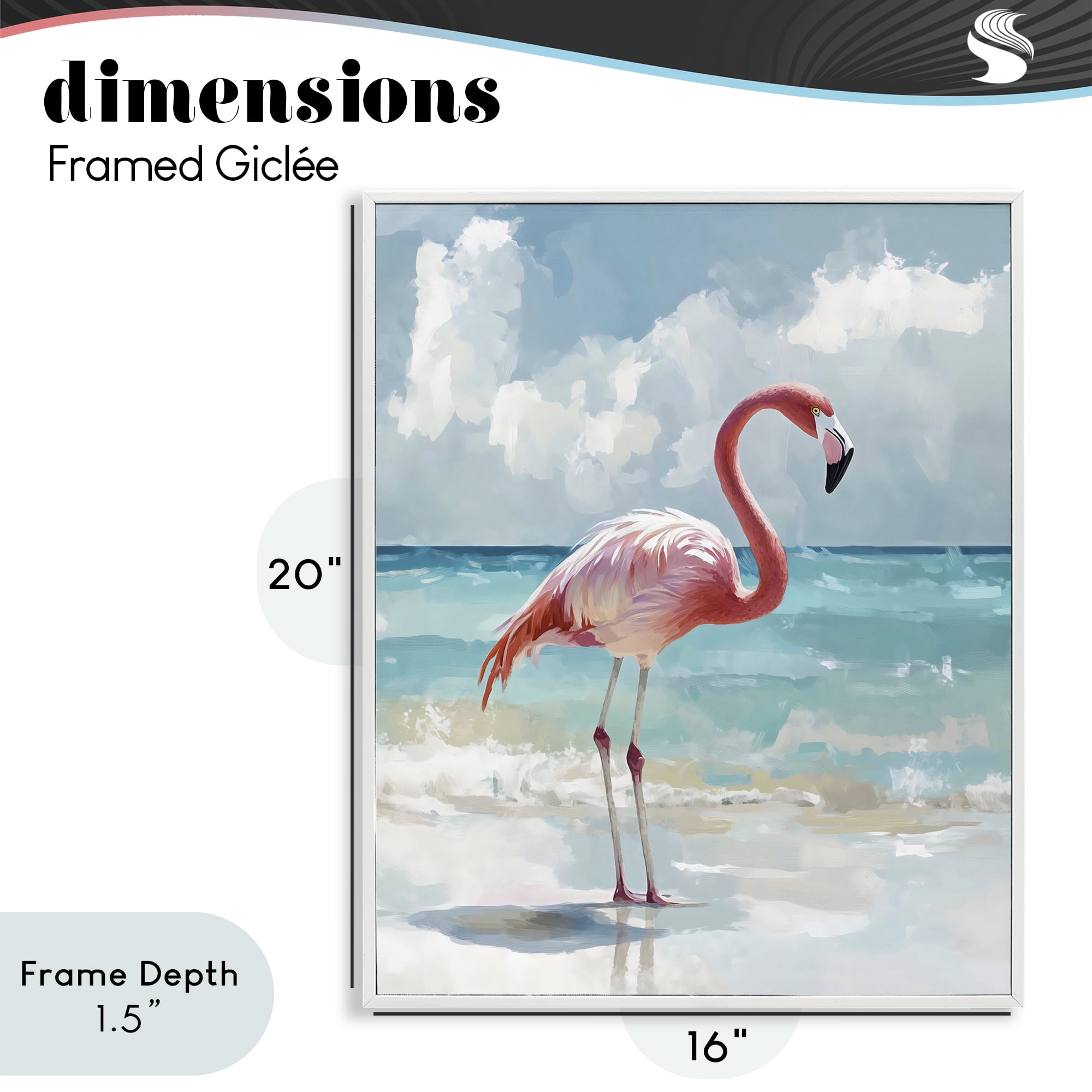 Stupell Industries Flamingo At Shore White Framed Giclee Art, design by The Prints Vibe