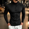 thumbnail image 4 of VgaVtl Fall Winter Mens Long Sleeve T Shirt Athletic Zip-Up Casual Black Shirts for Men Slim Turtleneck Stretch Plain, 4 of 6