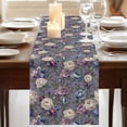 thumbnail image 3 of Table Runners 72 Inches Long Dress Scarves, Spring Flowers Farmhouse Kitchen/Dining Table Runner, Coffee Tablerunners, Farmhouse Retro Botanical Purple Blue Floral 13x72 Inch, 3 of 9