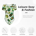 thumbnail image 6 of Daiia Green Avocado print Women's Crew Neck Short Sleeve Bodysuit Fashion Tops Fit Casual Basic Extender Bodysuit-Medium, 6 of 9