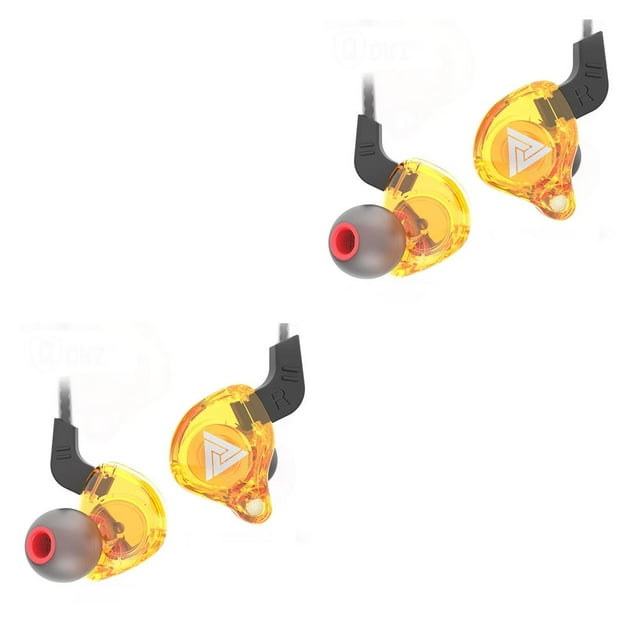 pitrice Wired Cellphone Earphone 3.5mm Interface HiFi Tablet Music Listening Game Playing In-ear Headset with Microphone Yellow 2Set