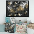 thumbnail image 3 of Designart 'Gold and White Feathers On Triangular' Modern Framed Art Print, 3 of 4
