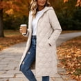 thumbnail image 3 of cocolona Womens Long Quilted Jacket LightWeight Long Sleeve Hooded Zipper Puffer Coat Casual Loose Solid Color Winter Warm Snow Long Outerwear, 3 of 6