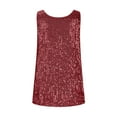 thumbnail image 6 of Htigea Womens Tank Tops Casual Fashion V Neck Strappy Sequin Sparkle Shimmer Camisole Sleeveless Tanks Tops Wine,XL, 6 of 6