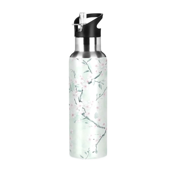 Cherry Blossom Branches 600ml Double Walled Stainless Steel LeakProof Sports Bottle Thermo 8h