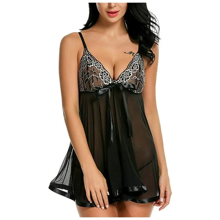 Midwennn Womens Sexy Lace Sleepwear Nightwear Mesh Lingerie Underwear Negligee Lingerie plus Size Sexy