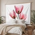 thumbnail image 3 of Pink Tulip Tapestry for Bedroom Wall Hanging Tapestry, Modern Blossom Pastel White Floral Petal Ceiling Backdrop Tapestries Poster Blanket Wall Decor for Teens Room Living Room Dorm 59" x 79", 3 of 8