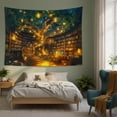thumbnail image 4 of Enchanted Tree Library Tapestry – Magical Bookshelf Reading Room Wall Hanging, Cozy Literary Art Decor for Bedroom, Living Room, or Study - 90' x60'', 4 of 7