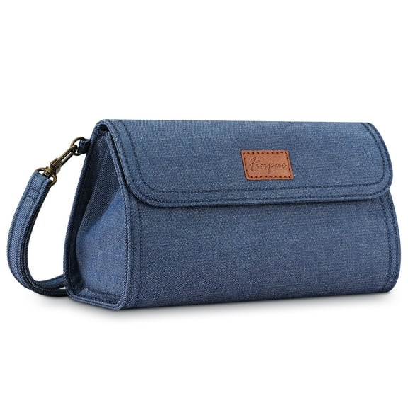 FINPAC Big Capacity Pencil Case, Pen and Marker Holder Organizer Bag, Canvas Pencil Box Stationery Pouch w/Zipper and Wrist Strap for Adults Artist College Senior, Navy