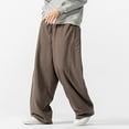 thumbnail image 2 of Zszcpp High Waisted Pants Men'S Plain Solid Long Drawstring Large Size Leisure Simple Basic Crago Lounge Trousers Casual Trouser, 2 of 6