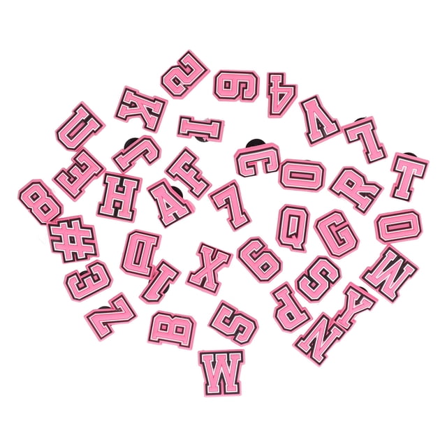 37 Uds. De abalorios para zapatos con letras, patrón de números, PVC, encantadores zapatos, accesorio de decoración, color rosa