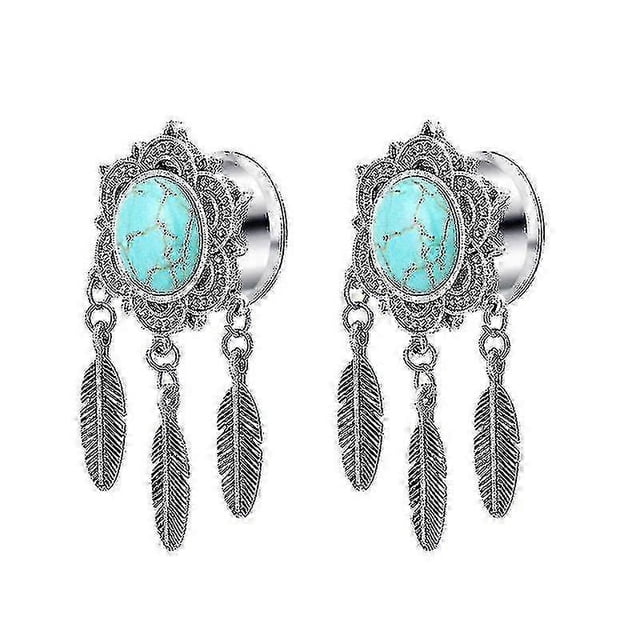 2pcs Flower Leaves Design Auricle Puncture Ear Expansions Stainless Steel Ear Tunnel Plugs Body Piercing Jewelry For Female (10mm)