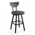 thumbnail image 2 of Home Square 2-Piece 30.5" Faux Leather Swivel Bar Stool Set in Medium Gray/Black, 2 of 4