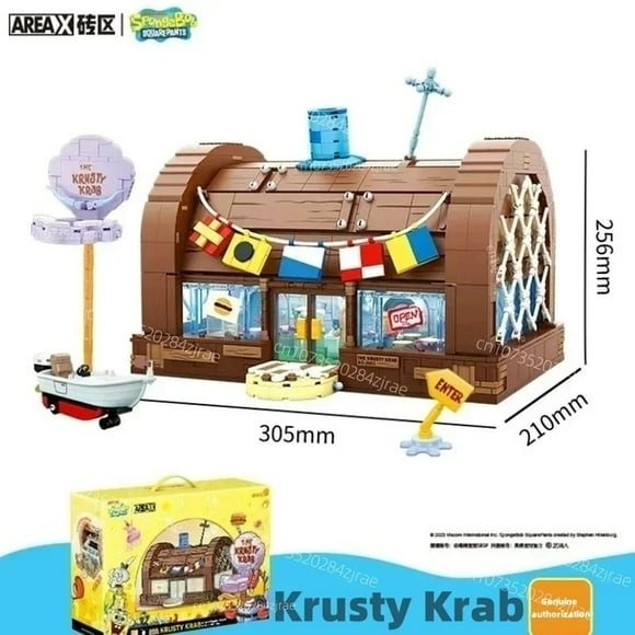 Bloques de construcción de Bob Esponja SquarePants juguete de montaje de modelo de restaurante Krusty Krab regalo de cumpleaños de Patricio y capitán estrella