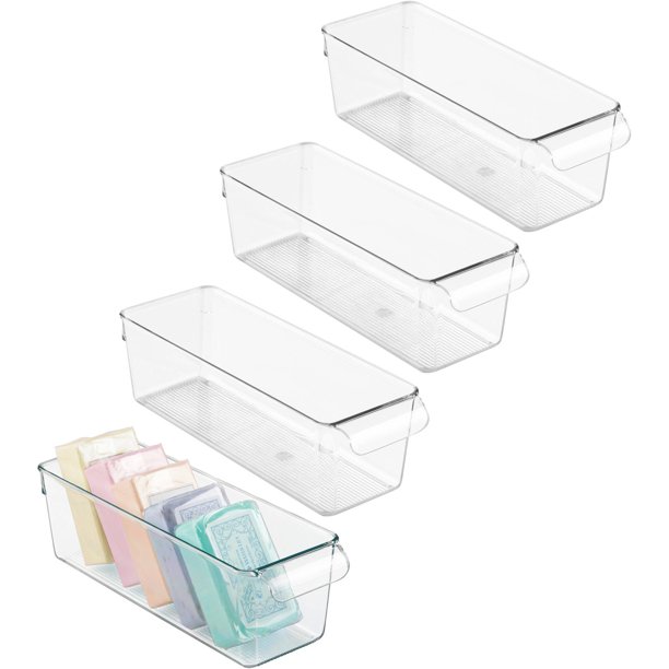 iDesign Linus Pullz BPAFree Plastic Kitchen Organizer Bin, Clear, Set