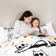 thumbnail image 5 of Manfei Kawaii Ghost Cat Bedding Comforter Set 7 Pieces for Kid, White Black Cartoon Animal Full Bedding Set, Cute Kitten Reversible Fitted Sheet Flat Sheet, Microfiber Bedroom Decor, 5 of 8