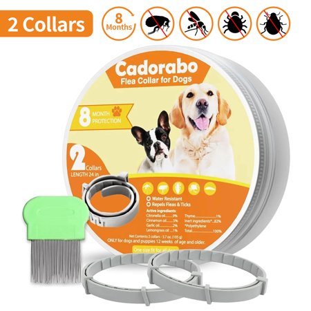 Cadorabo 2 Packs Flea Collar for Dogs, Dog Flea Collar 8 Months Protection, Flea and Tick Collar for Dogs Small to Large Size, Flea Prevention with Comb for Dogs,1/2/3Pcs