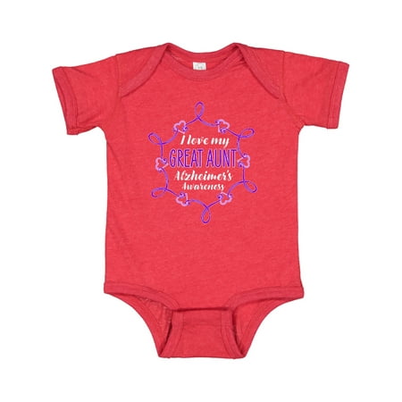 

Inktastic I Love My Great Aunt Alzheimer s Awareness with Purple Heart Gift Baby Boy or Baby Girl Bodysuit