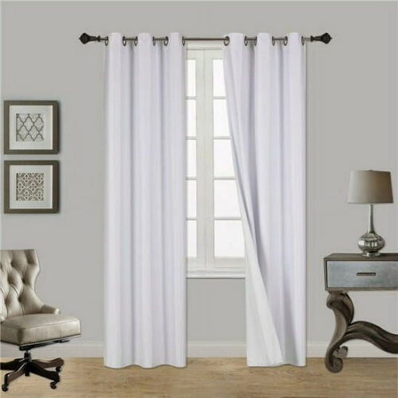 NOA 1 Panel Thermal with Foam Lined 100% Blackout Window Curtain Drapes Silver Grommets Color White size 63" Length