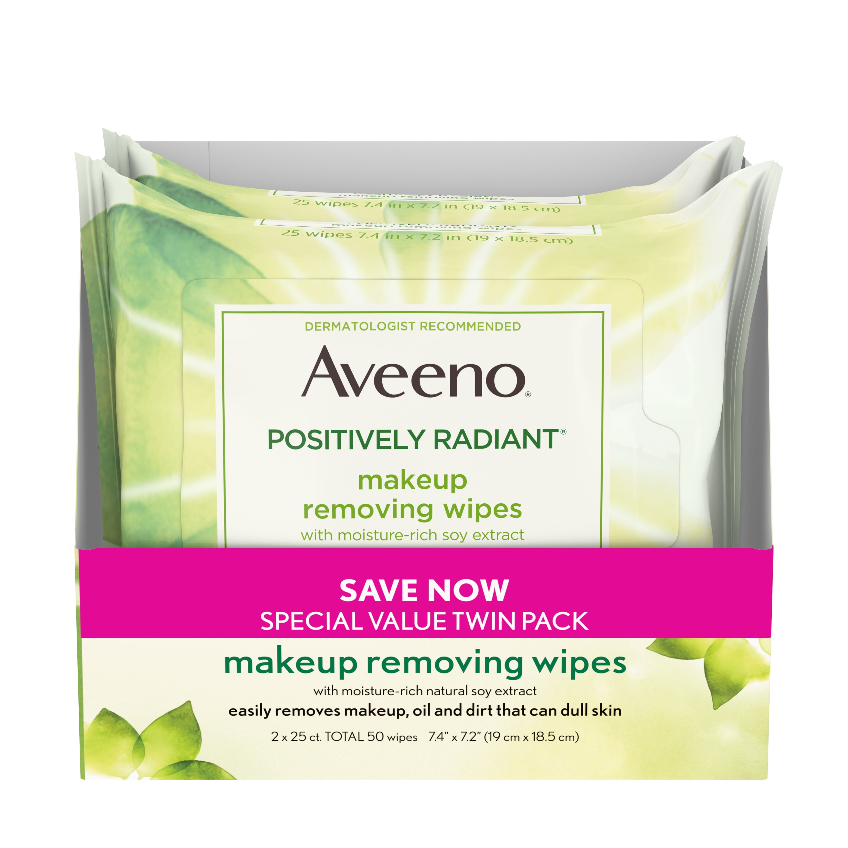 50 Count, Twin Pack Aveeno Makeup Remover Wipes