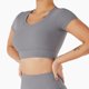 thumbnail image 3 of Trajes de entrenamiento acanalados para mujer, 2 piezas, manga corta, top corto de secado rápido para correr, fitness, yoga, 3 of 6
