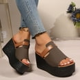 thumbnail image 5 of Dakaela Womens Suede Platform Sandals Comfort Slip On Backless Espadrille Wedge Slides Shoes Brown 9.5, 5 of 8