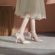 thumbnail image 3 of Colección Primavera/Verano 2024: Elegantes tacones altos de seda con punta en punta para mujer con tacones finos y correa en el tobillo 38, 3 of 5