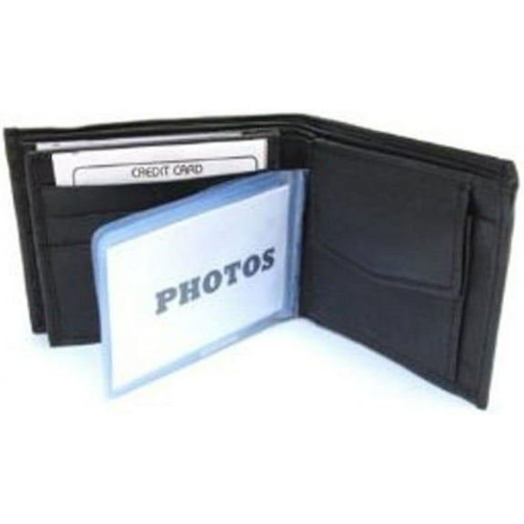 Mens Black Leather Wallet Lamb Bifold W Coin Pouch 756