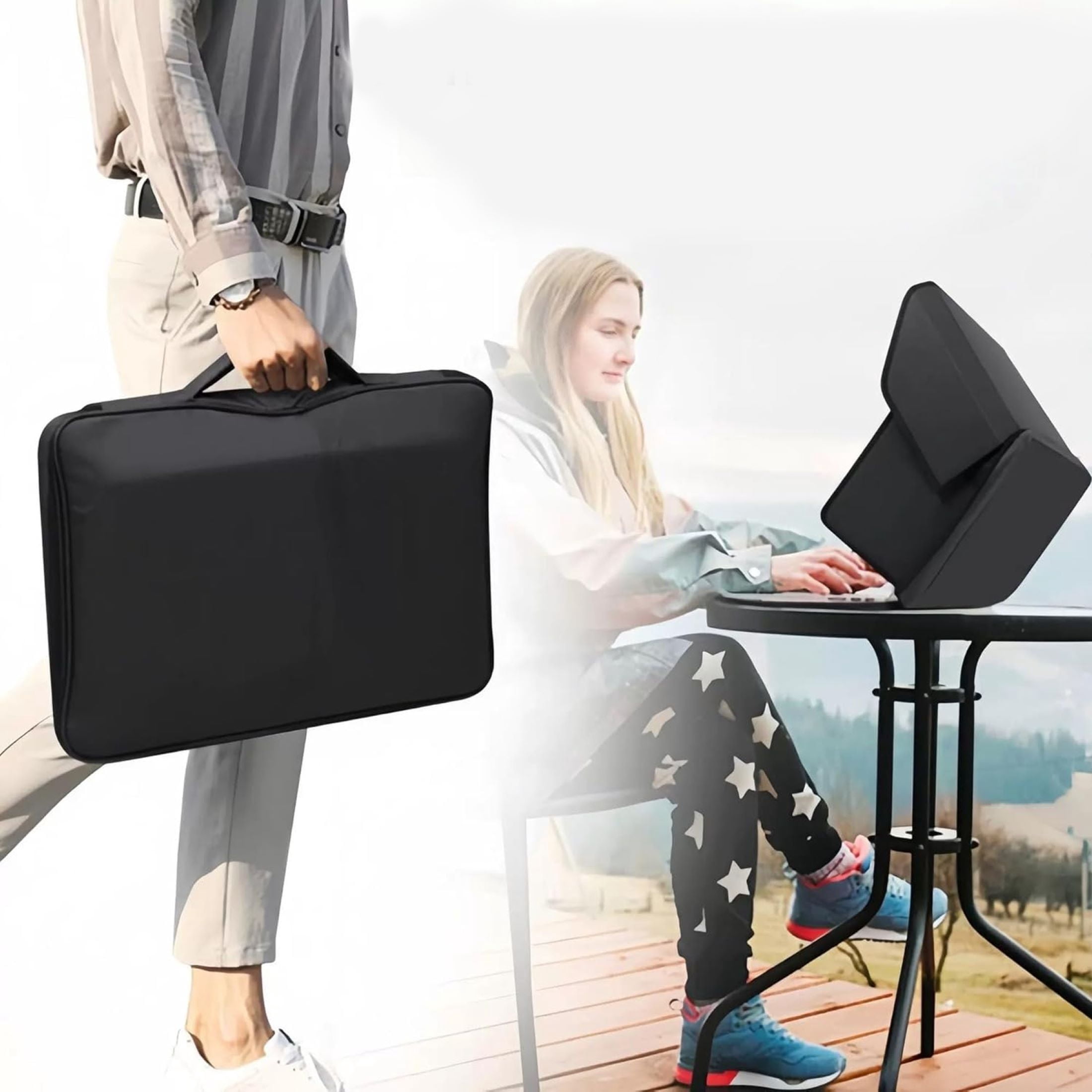 Laptop Sun Visor, EEEkit 12–14 inch Laptop Sleeve Sun Shade Bag, Foldable Hard Shell Protective Case for Outdoor Work