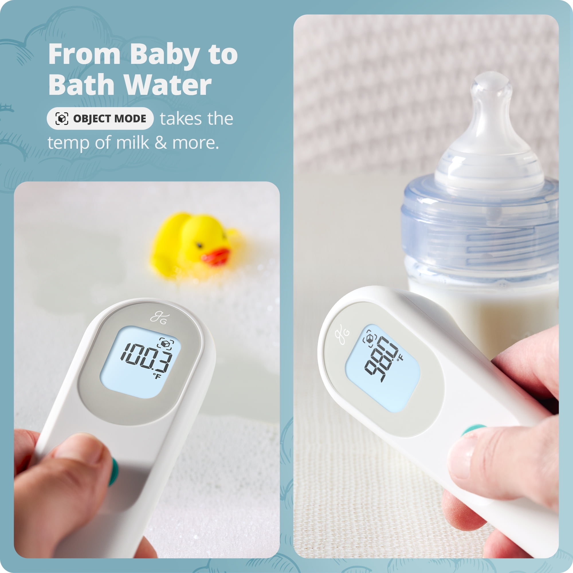 Greater Goods No-Touch Baby Thermometer for Infants, Newborns & Toddlers with Fever Alarm and Instant Accuracy Readings, White