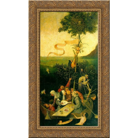 The Ship of Fools 17x24 Gold Ornate Wood Framed Canvas Art by Bosch, Hieronymus