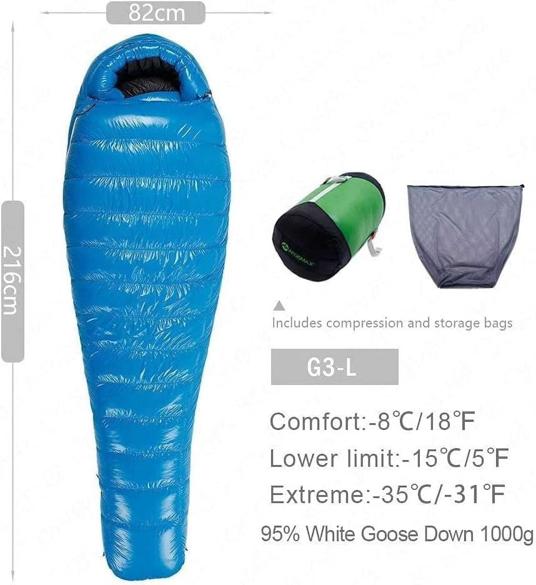 Camping Sleeping Bags Sleeping Bag 95% Goose Down Sleeping Bag 15D Nylon Waterproof Fp800 Warm Comfort Outdoor Camping Sleeping Bags for Adults Survival Equipment