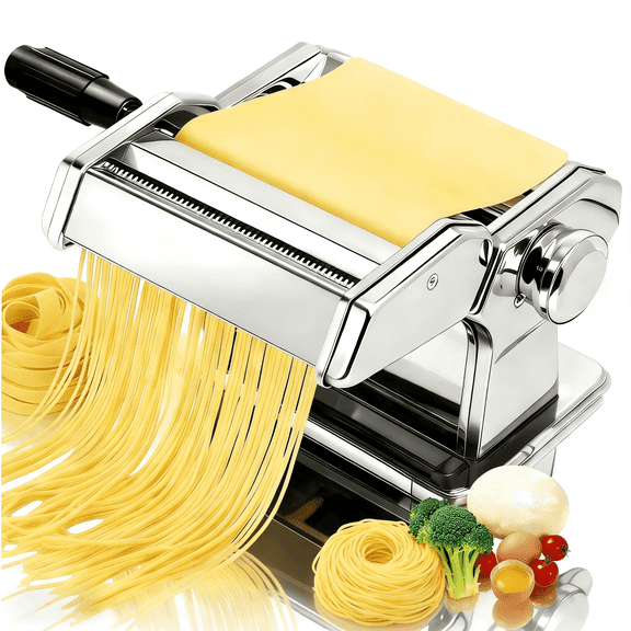 YUOFD Pasta Maker Machine, 9 Adjustable Thickness Settings Hand Crank Noodle Maker with 2-in-1 Manual Pasta Makers for Pasta,Dumpling Skin, Lasagna, Fettuccini, Spaghetti
