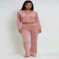 thumbnail image 2 of Forever 21 Velour Zip-Front Hoodie & Pant Set, Color- Pink, Size- S, 2 of 7