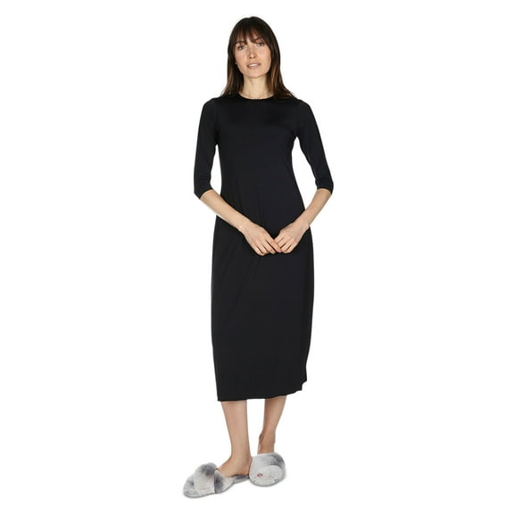 MeMoi Women's Silky-Smooth Bonded 3/4-Sleeve 48" Slip Dress - Womens - Female, M, White