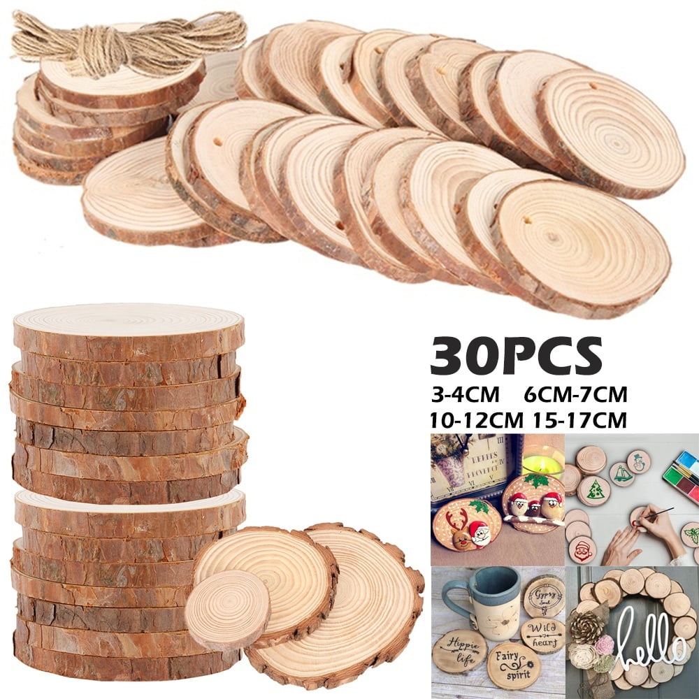 30pcs Wooden Log Slices Discs DIY Art Craft Wedding Centerpieces Rustic 5-6cm 
