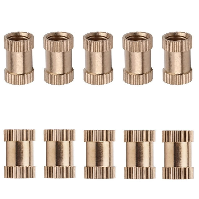 HUGFEGWE M6x12mm Female Thread Knurled Nuts,100PCS Hx8mm OD Brass Threaded Insert Embedment Nuts Hydraulic Welded Joint Injection Molding Assortment Kit for 3D Printing Injection Molding CA919-73432
