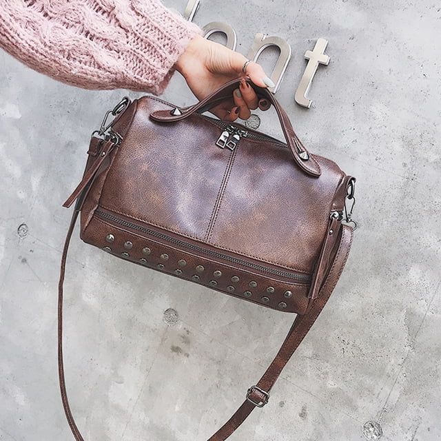 unbranded De Mano Con Tachuelas Color Café Material PU Para Múltiples Ocasiones
