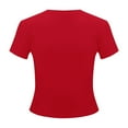 thumbnail image 6 of MIXUE Womens Tops Summer Solid Color Round Neck Short Sleeve Elastic Slim Basic Shirts For Women Tee Shirts Outwear,Red,S, 6 of 6