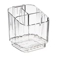 thumbnail image 2 of Toothbrush Holder Wall Mount No-Drill Bathroom Organizer,3-Slot Detachable Toothpaste Rack with Drain Tray,Transparent PET for Vanity Shelf Clear, 2 of 4
