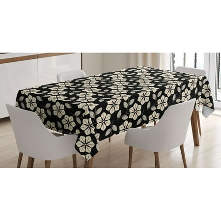 

Flower Tablecloth Leaves and Stalks on Dark Toned Background Simplistic Nature Rectangle Satin Table Cover Accent for Dining Room and Kitchen 60 X 90 Cream Burnt Orange by Ambesonne