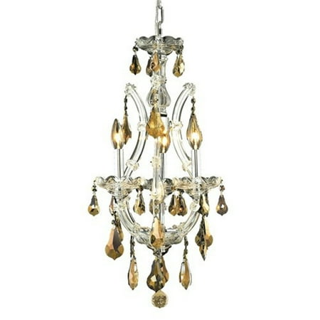 

2801 Maria Theresa Collection Hanging Fixture D12in H22in Lt:3 Chrome Finish (Royal Cut Golden Teak Crystal)-Finish:Chrome
